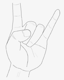Heavy Metal Horns Music Rock Gesture Hand Public Domain - Line Art, HD Png Download, Free Download