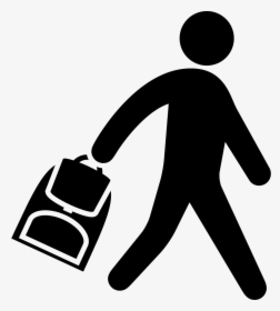 Schoolboy Carrying A Bag - Student Walking Icon, HD Png Download, Free Download