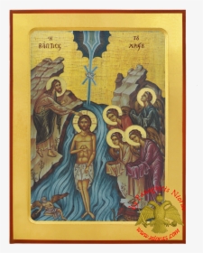 The Baptism Of Jesus Christ Epiphany Byzantine Wooden - Jesus Baptism Greek Orthodox, HD Png Download, Free Download
