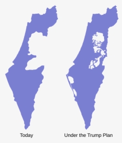 Israel"s Current Borders, Compared To How They Would - Trump Israel Peace Plan, HD Png Download, Free Download
