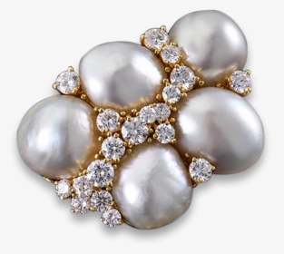 South Sea Pearl And Diamond Brooch By Henry Dunay - Earrings, HD Png Download, Free Download