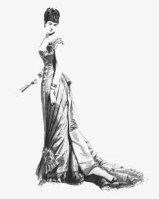 Woman Evening Gown Victorian Era Fashion - Victorian Era Evening Gowns, HD Png Download, Free Download
