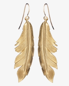 E Feather Earrings Big Y - Big Beige Feather Earrings, HD Png Download, Free Download