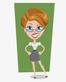 Business,office,business Professional,business Woman,working - Animated Lady With Glasses, HD Png Download, Free Download