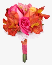Orange And Pink Centerpiece Flowers Fresh Roses Alstroemeria - Bouquet, HD Png Download, Free Download