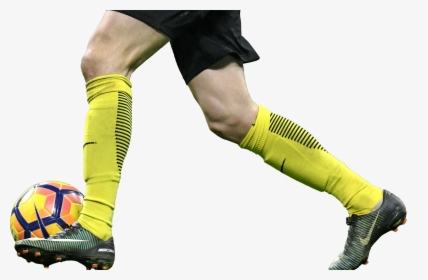 A Player Dribbling With The Soccer Ball At His Feet - Soccer Player Leg Png, Transparent Png, Free Download