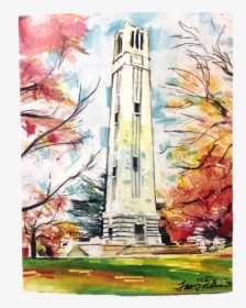Nc State Wolfpack Bell Tower Notecard Set - Nc State Bell Tower Watercolor, HD Png Download, Free Download