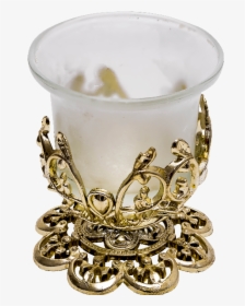 Glass Candle Holder With Gold Ornaments Png - Candle Holders Glass Png, Transparent Png, Free Download