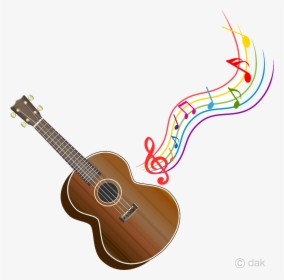 Guitar Ukulele And Colorful Music Note Clipart Free - Cute Ukulele Clip Art, HD Png Download, Free Download