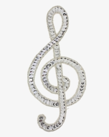 Music Note Clef Beaded & Sequin Applique - Notenschlüssel Rot, HD Png Download, Free Download