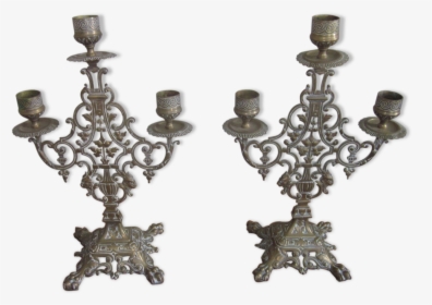 Pair Of Old Candlestick Candle Holder , Png Download - Bougeoir En Laiton Ancien, Transparent Png, Free Download