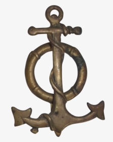 A Vintage Brass Nautical Anchor With Life Preserver, HD Png Download, Free Download