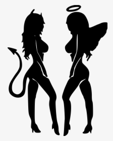 Angel And Devil Girl Silhouette, HD Png Download, Free Download