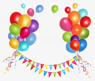 Transparent Party Background Png - Party Streamers And Balloons, Png Download, Free Download