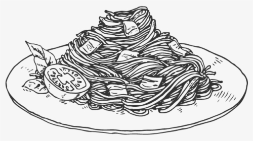 Noodles Clipart Plate Noodle - Pasta Black And White, HD Png Download, Free Download