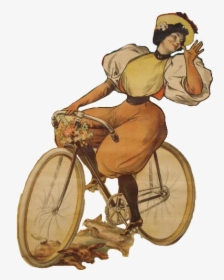 #cyclist #cycling #woman #lady #retro #vintage #bicycle - Illustration, HD Png Download, Free Download