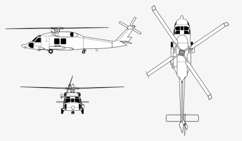 Hh-60j Orthographical Image - Uh 60 Seahawk Drawing, HD Png Download, Free Download