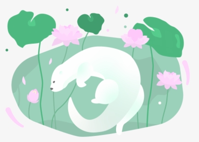 Otter Nature Water Lotus Flower Otter Practice Illustration - Illustration, HD Png Download, Free Download