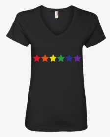 Rainbow Stars Lgbt Pride Black Round Neck Tshirt For - T-shirt, HD Png Download, Free Download