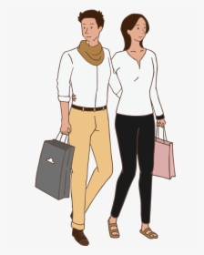 Shopping Transparent Couple - Couple With Luggage Png, Png Download, Free Download
