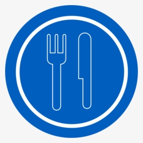 Blue Plate With Outline Knife And Fork Icon Png, Transparent Png, Free Download