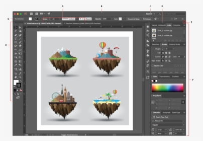 Parts Of Adobe Illustrator Workspace, HD Png Download, Free Download