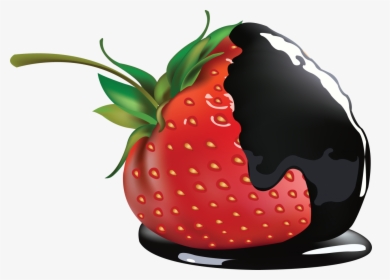 Black Chocolate On Strawberry Png Image - Chocolate Strawberry Transparent, Png Download, Free Download