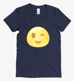 Expressive Wink Emoji Women"s Short Sleeve Poly Cotton - Smiley, HD Png Download, Free Download