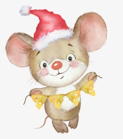 Watercolor Christmas Clip Art Mouse Christmas Animals - Cartoon, HD Png Download, Free Download