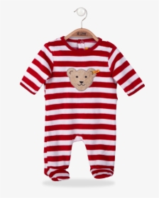 Steiff Red And White Striped Velour Babygrow - Stripe Tee Blue Yellow, HD Png Download, Free Download