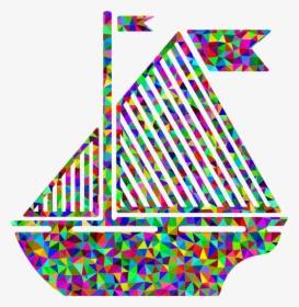 Low Poly Prismatic Sail Boat Silhouette - Sailboat, HD Png Download, Free Download
