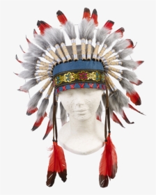 Ituha Chief Indian Head Dress In Red/ Black - Indianer Häuptling Kopfschmuck, HD Png Download, Free Download