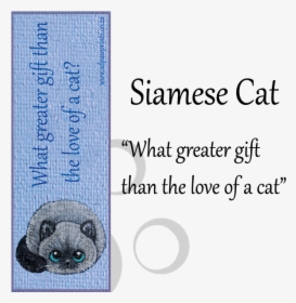 Siamese Cat Bookmark - Wombat, HD Png Download, Free Download
