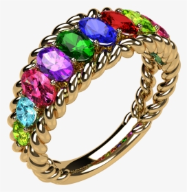 Nana Jewels Oval Rope Mothers Ring 1 To 12 Birthstones - Bangle, HD Png Download, Free Download