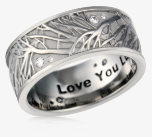Tree Of Life Diamond Wedding Band With Engraving - Titanium Ring, HD Png Download, Free Download