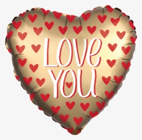 Satin Love You Gold - Love You Heart Balloon, HD Png Download, Free Download