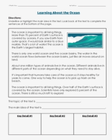 Main Idea And Details In Nonfiction Text - 2nd Grade Ocean Worksheets, HD Png Download, Free Download