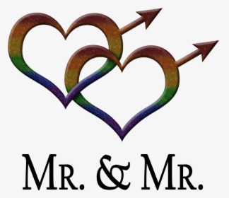 Two Rainbow Colored, Overlapping, Heart Shaped, Gay - Married Symbols, HD Png Download, Free Download