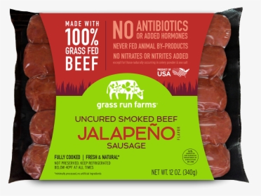 100% Grass Fed Uncured Smoked Beef Jalapeno Sausage - Chocolate, HD Png Download, Free Download
