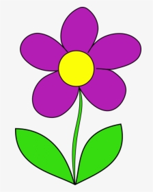 Flower With Stem Clipart - Purple Flower Clipart, HD Png Download, Free Download