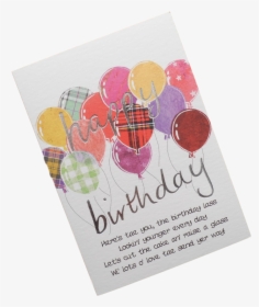 Scottish Birthday Card Tartan Balloons Pink Scots Language - Greeting Card, HD Png Download, Free Download