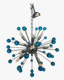 Blue Murano Glass Chandelier In Sputnik Style With - Wall Clock, HD Png Download, Free Download