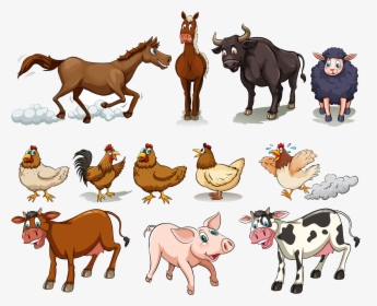 Transparent Farmyard Animals Clipart - Horse Sheep Chicken Pig, HD Png Download, Free Download