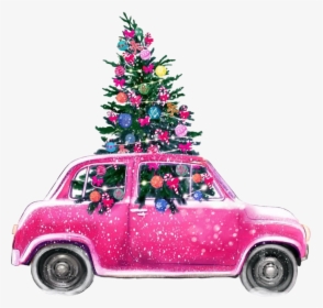 #christmas #pink #car #snow #winter #scchristmastrees - Christmas Day, HD Png Download, Free Download