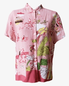 Pink Beach Vacation Button Up Blouseby Mica - Active Shirt, HD Png Download, Free Download