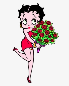 Betty Boop Holding Bunch Of Roses - Betty Boop Dessin Animé, HD Png Download, Free Download