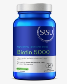 Blue Bottle Of Sisu Biotin Capsules 5000mcg - Sisu B Complex 100, HD Png Download, Free Download