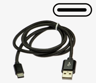 Black Usb-c Charge And Sync Braided Cable - 1200 X 1200 Usb C Charging Cable Png, Transparent Png, Free Download