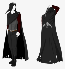Robes Drawing Cloak Black And White Download - Anime Character With Cloak, HD Png Download, Free Download