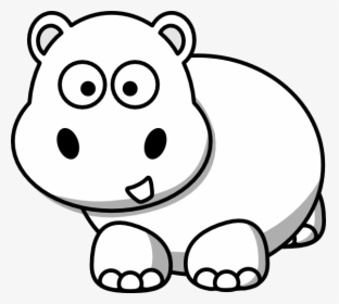 Side Hippo Outline Svg Clip Arts - Cartoon Png Black And White, Transparent Png, Free Download